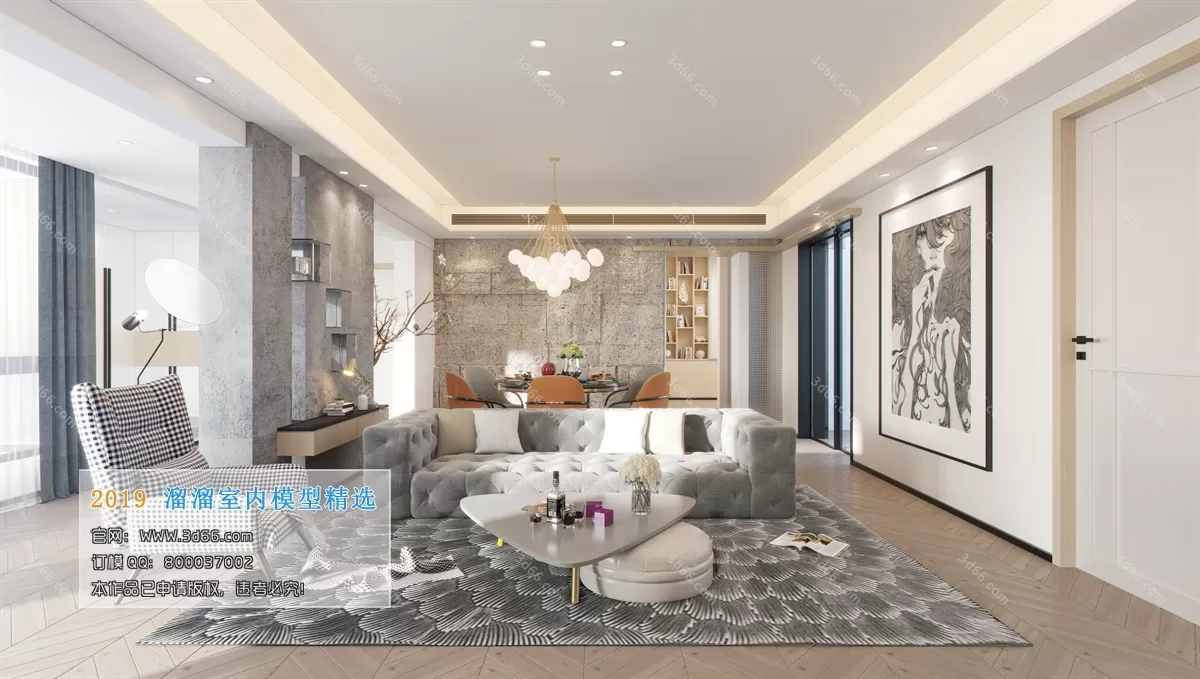 LIVING ROOM 3D MODELS – B043-Postmodern style-Corona – 198