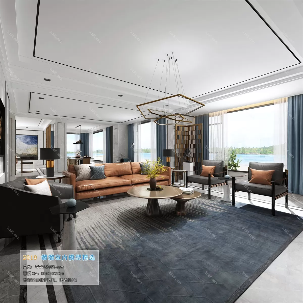 LIVING ROOM 3D MODELS – A003-Modern style – 3