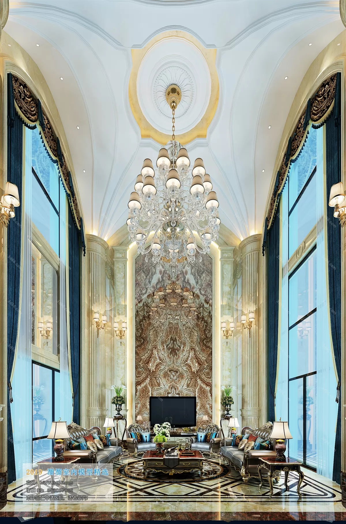 LIVING ROOM 3D MODELS – D008-European style – 305 LIVING ROOM 3D MODELS – D008-European style – 305