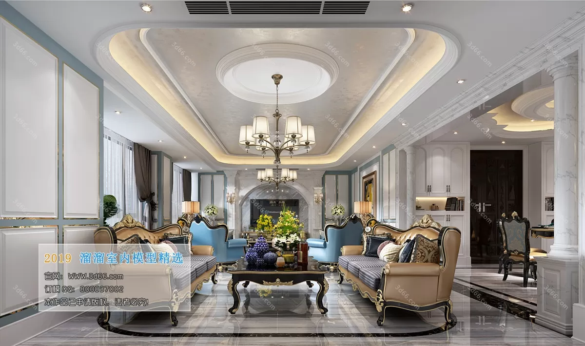 LIVING ROOM 3D MODELS – D009-European style – 306 LIVING ROOM 3D MODELS – D009-European style – 306