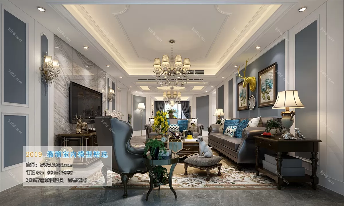 LIVING ROOM 3D MODELS – D010-European style – 307 LIVING ROOM 3D MODELS – D010-European style – 307