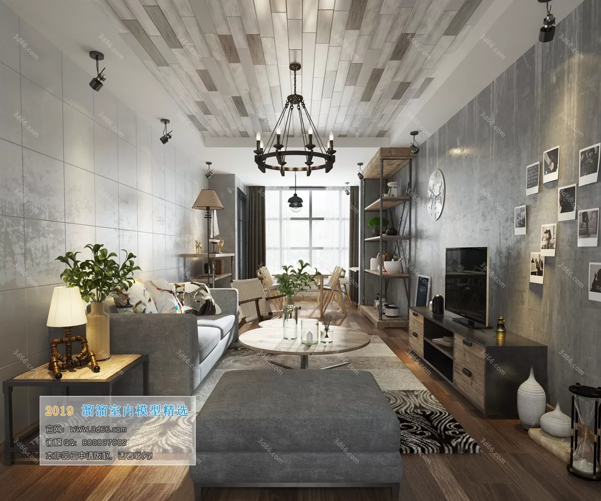 LIVING ROOM 3D MODELS – H003-Industrial style – 342