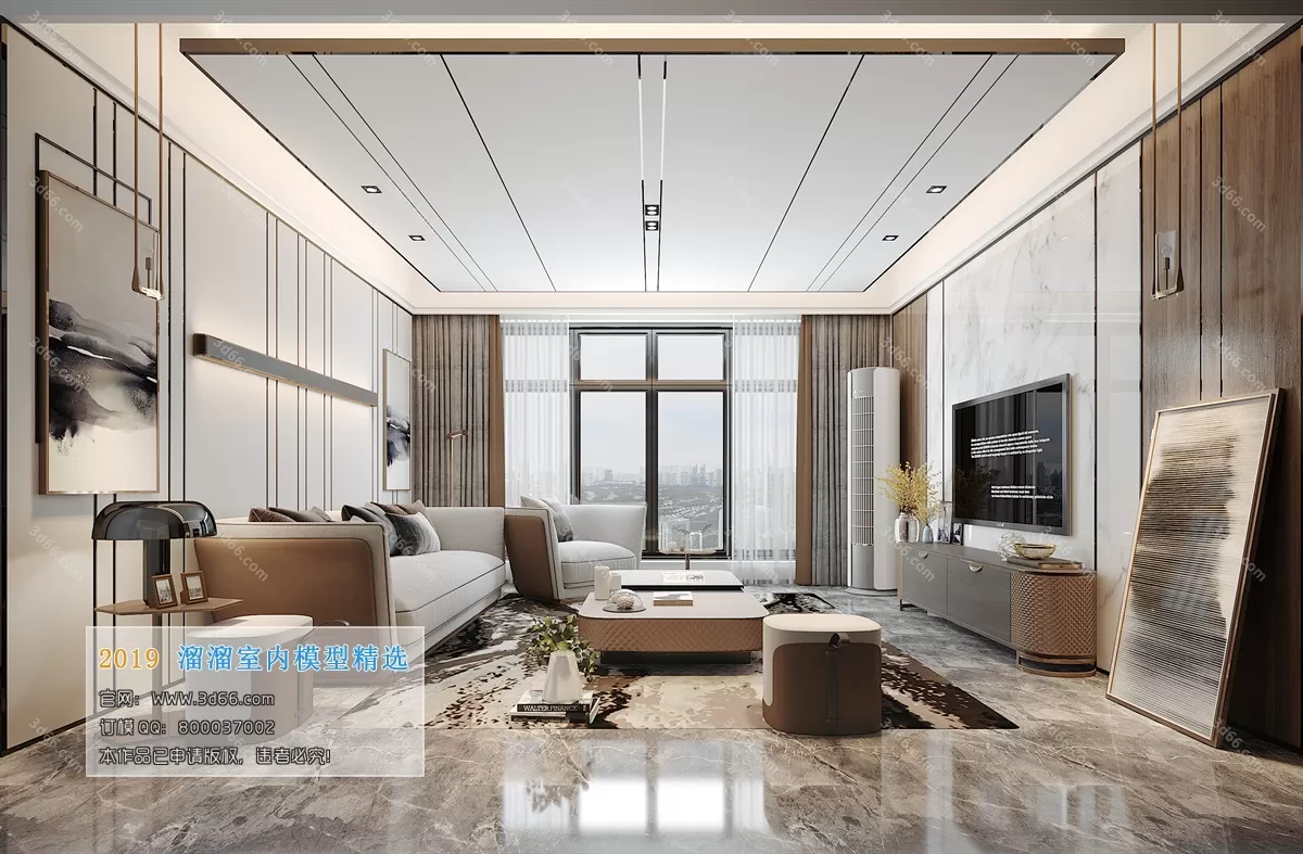 LIVING ROOM 3D MODELS – A037-Modern style-Corona – 37