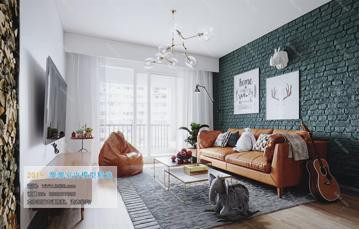 LIVING ROOM 3D MODELS – M007-Nordic style-Corona – 369