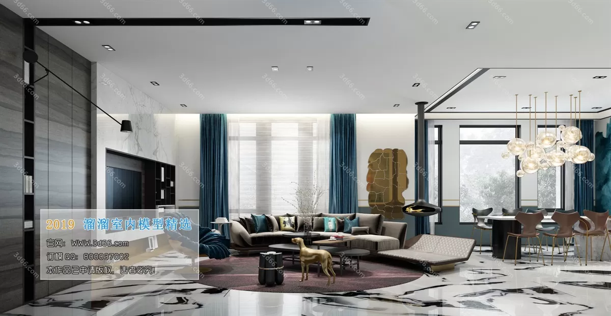 LIVING ROOM 3D MODELS – A005-Modern style – 5