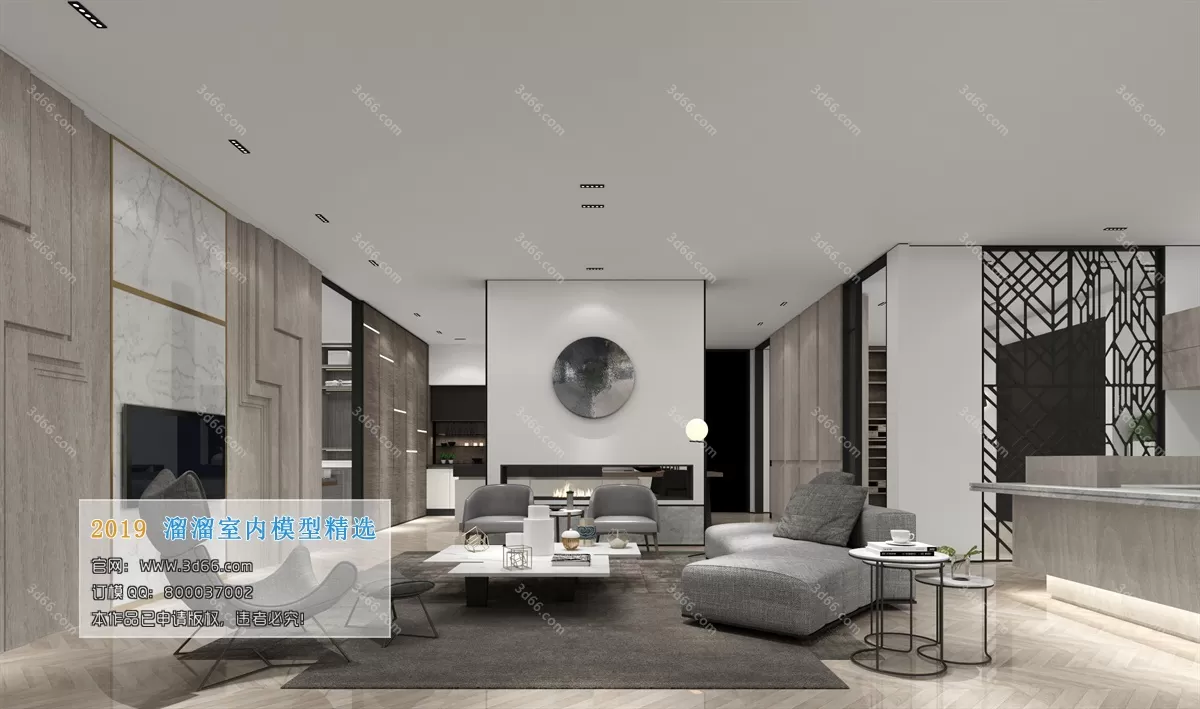 LIVING ROOM 3D MODELS – A006-Modern style – 6