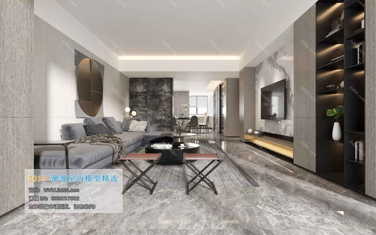 LIVING ROOM 3D MODELS – A007-Modern style – 7