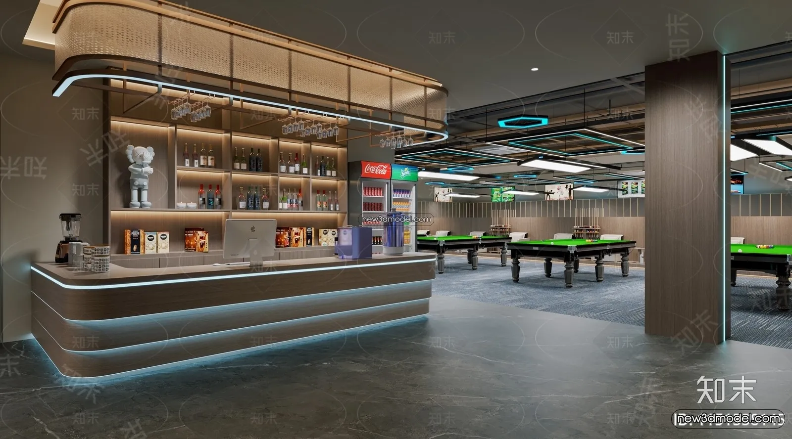 Interior 3D Models of Billiard – 3D Blocks – 003 – CORONA