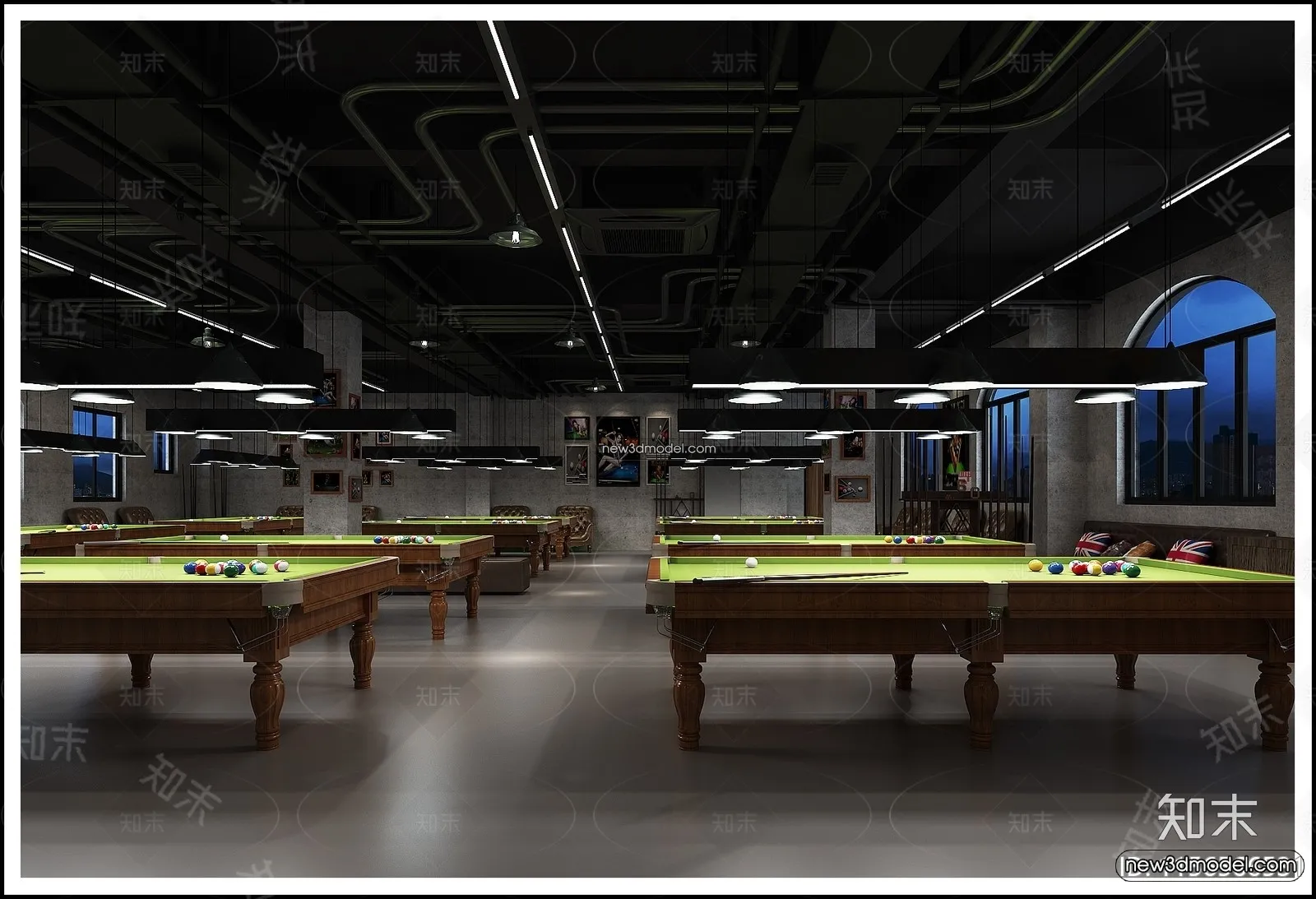 Interior 3D Models of Billiard – 3D Blocks – 004 – VRAY
