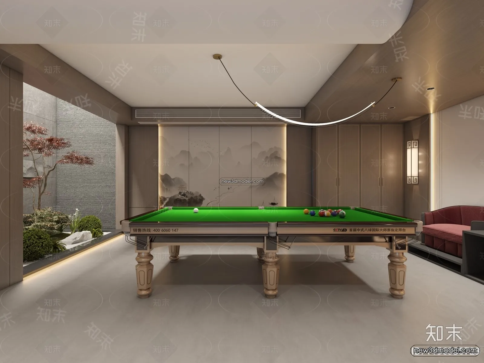 Interior 3D Models of Billiard – 3D Blocks – 006 – VRAY