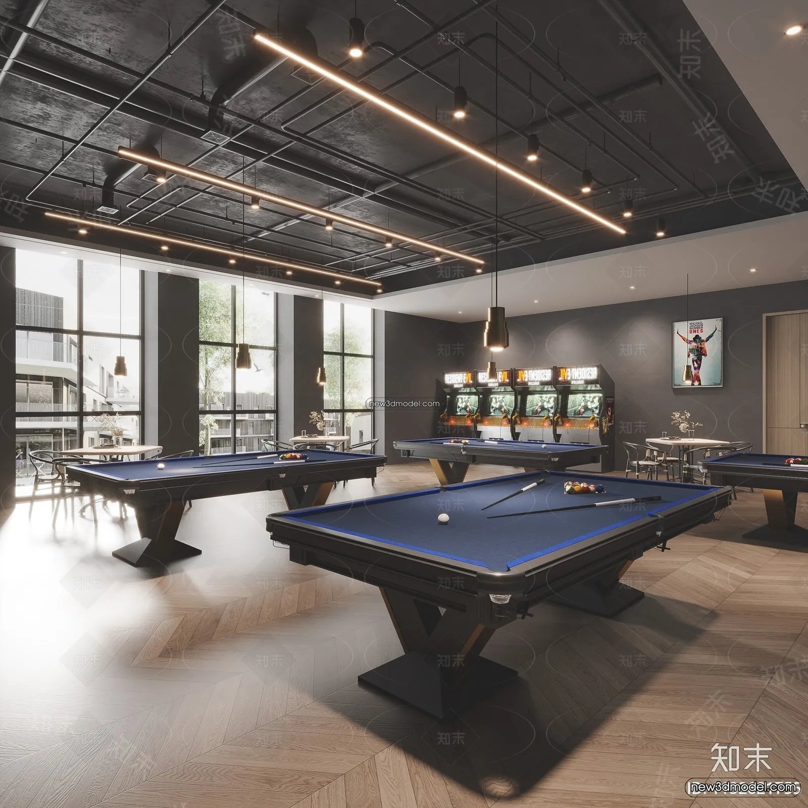 Interior 3D Models of Billiard – 3D Blocks – 008 – VRAY