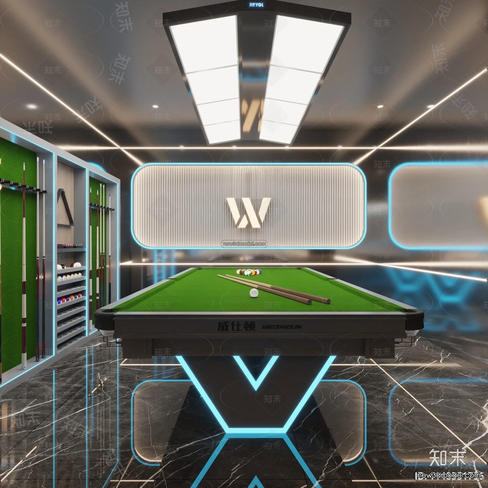 Interior 3D Models of Billiard – 3D Blocks – 009 – VRAY