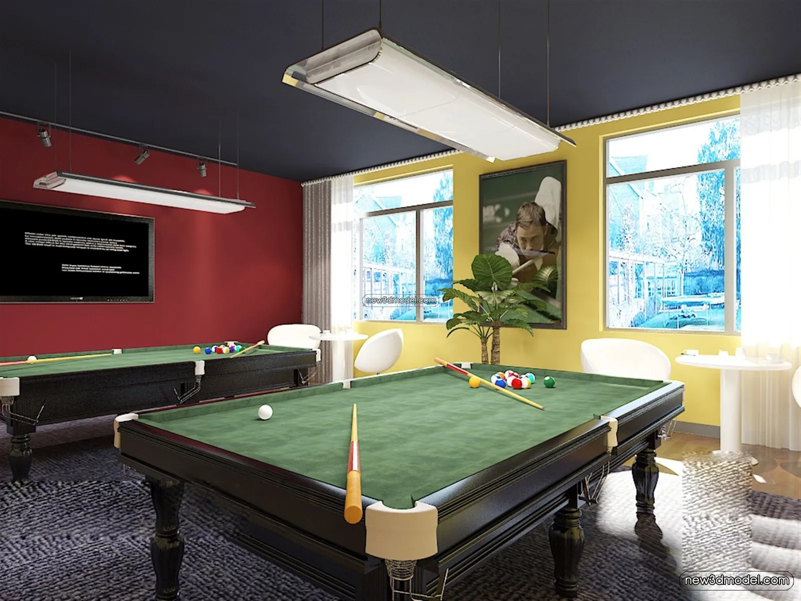 Interior 3D Models of Billiard – 3D Blocks – 012 – VRAY
