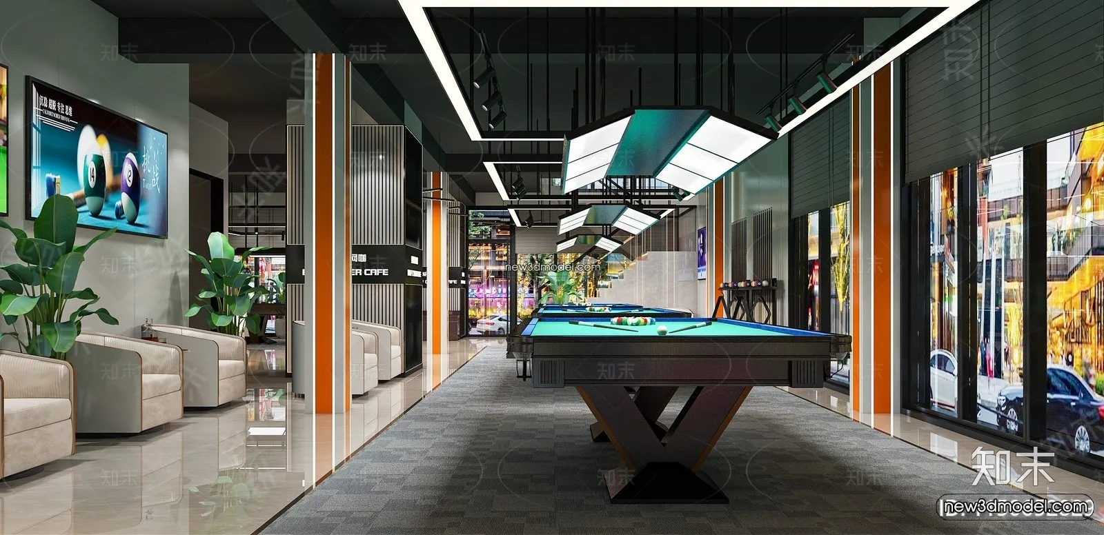 Interior 3D Models of Billiard – 3D Blocks – 014 – VRAY