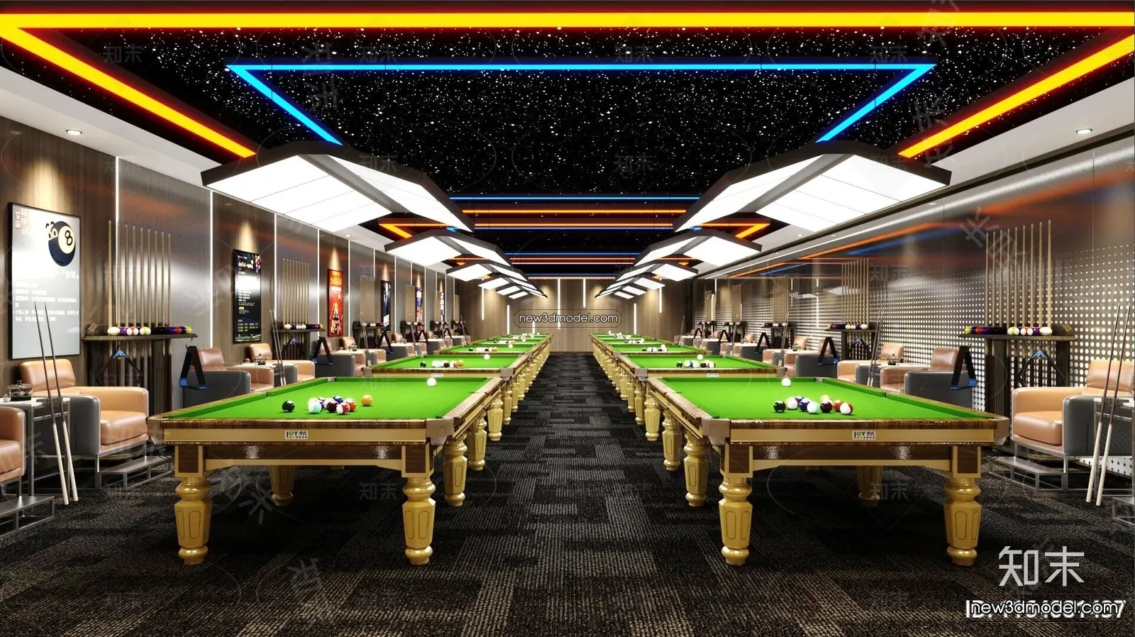 Interior 3D Models of Billiard – 3D Blocks – 017 – VRAY