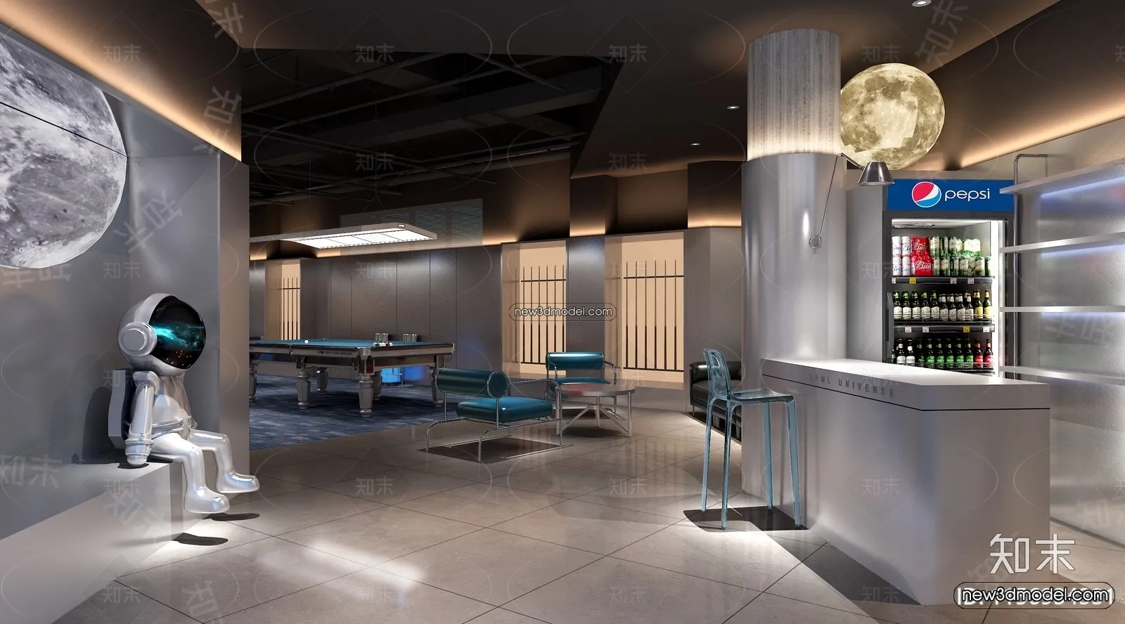 Interior 3D Models of Billiard – 3D Blocks – 018 – VRAY