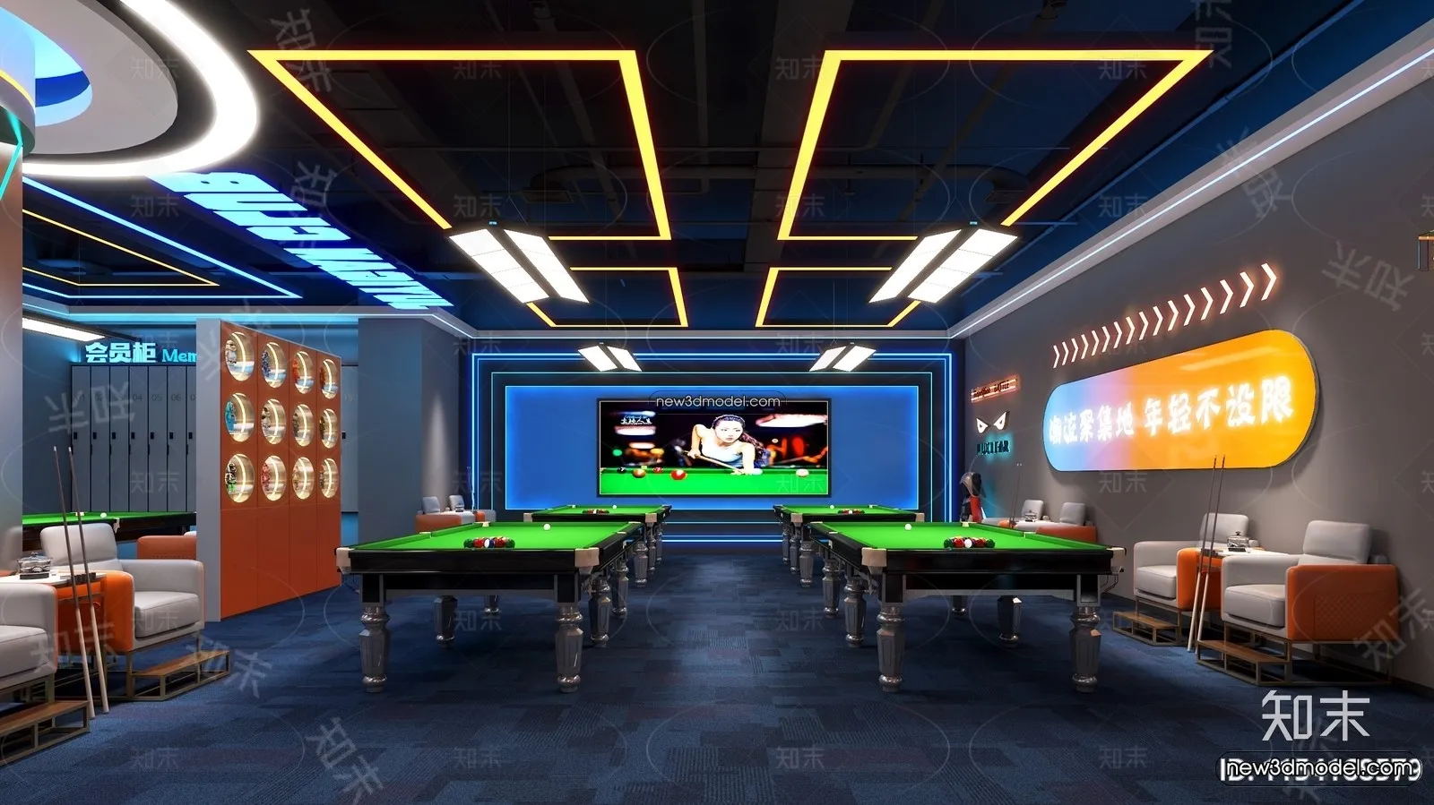 Interior 3D Models of Billiard – 3D Blocks – 019 – VRAY