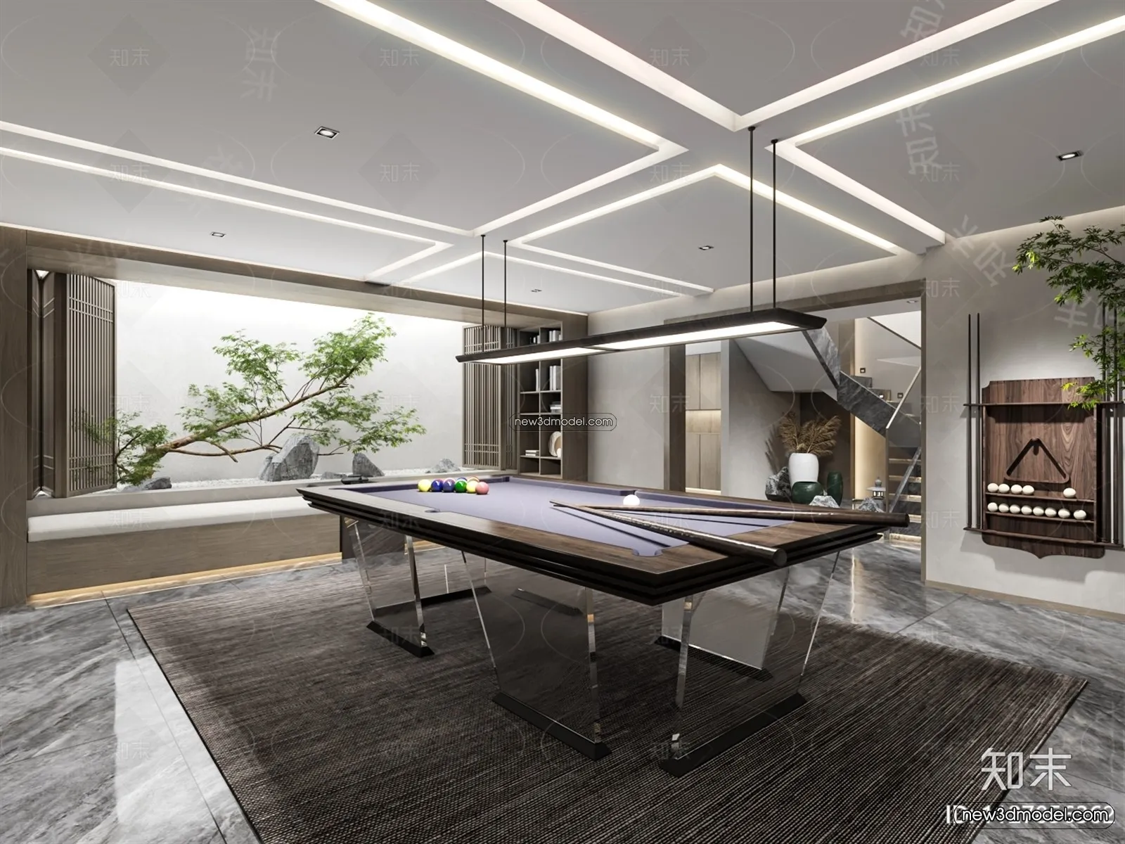 Interior 3D Models of Billiard – 3D Blocks – 020 – VRAY