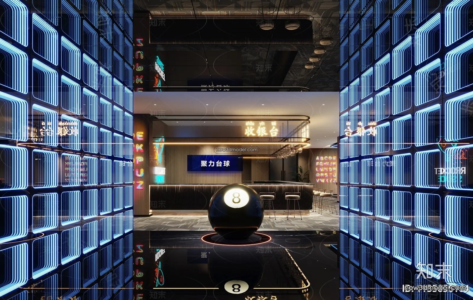 Interior 3D Models of Billiard – 3D Blocks – 021 – VRAY