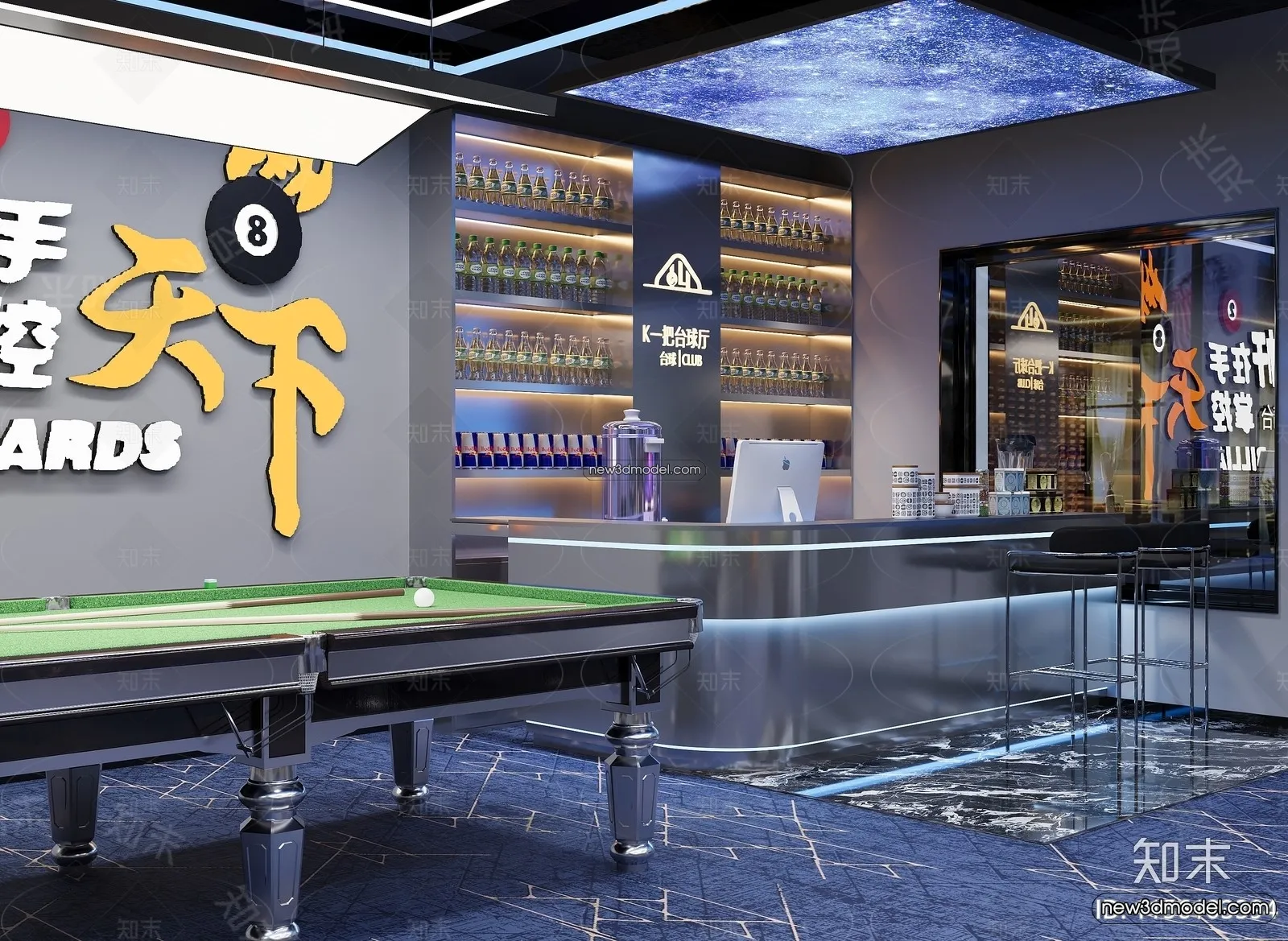 Interior 3D Models of Billiard – 3D Blocks – 022 – CORONA