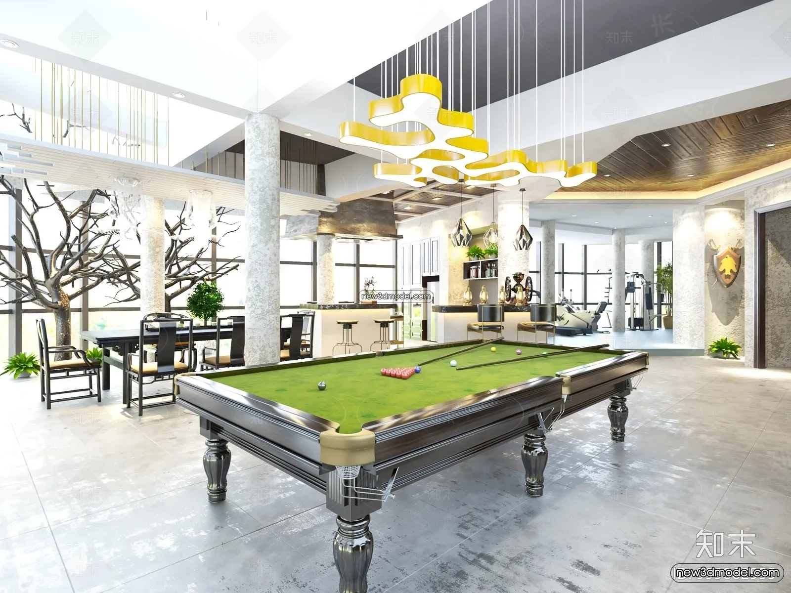 Interior 3D Models of Billiard – 3D Blocks – 025 – VRAY