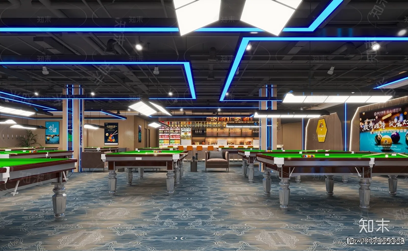 Interior 3D Models of Billiard – 3D Blocks – 027 – VRAY