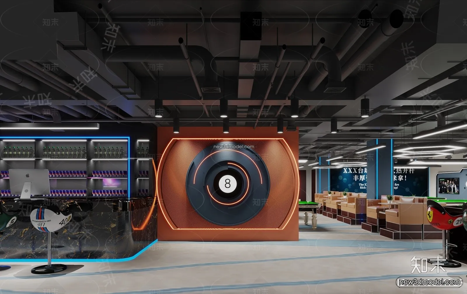 Interior 3D Models of Billiard – 3D Blocks – 029 – VRAY