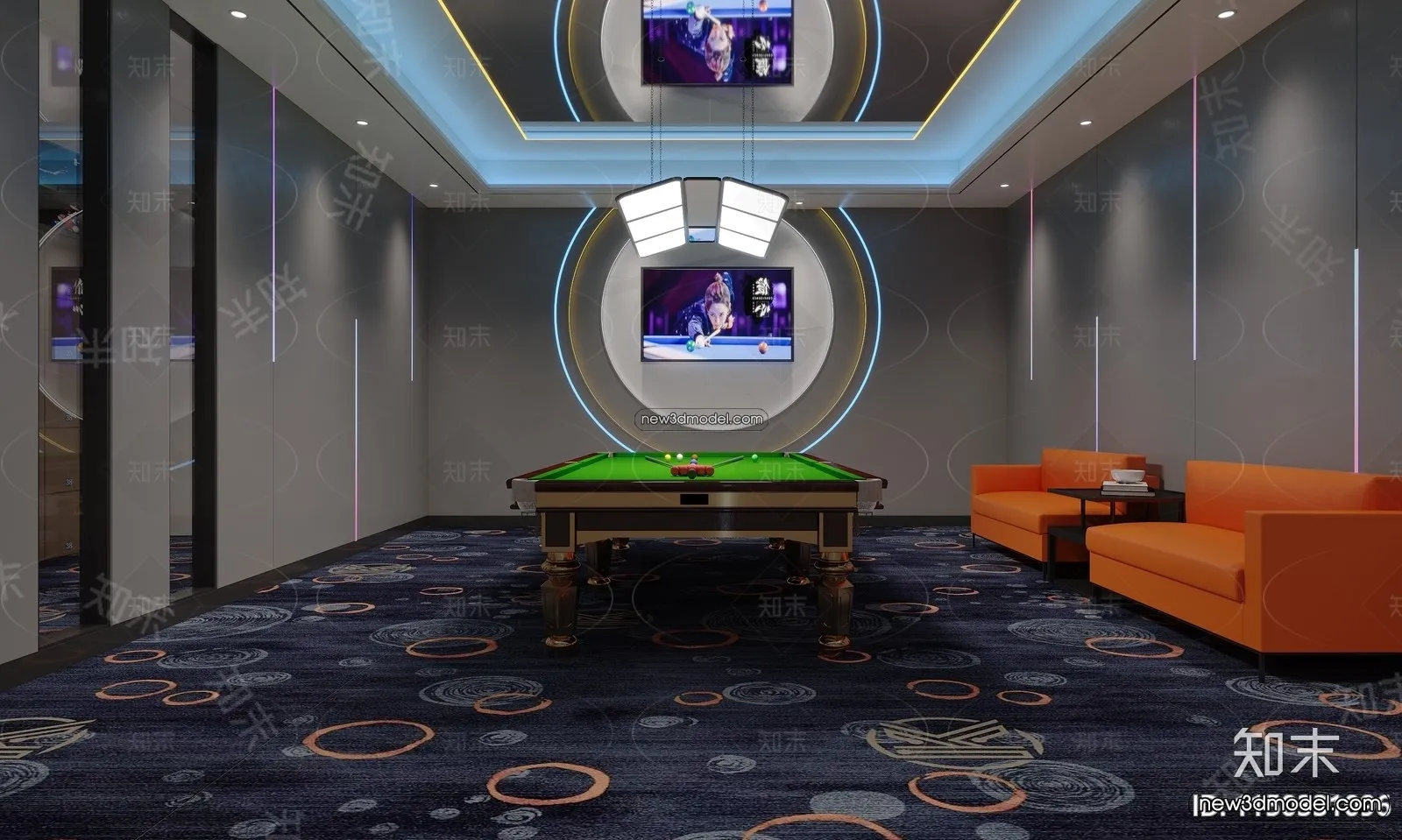 Interior 3D Models of Billiard – 3D Blocks – 030 – CORONA