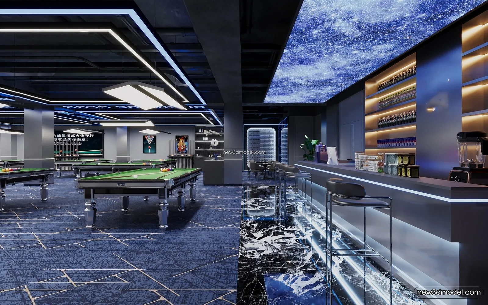 Interior 3D Models of Billiard – 3D Blocks – 041 – VRAY