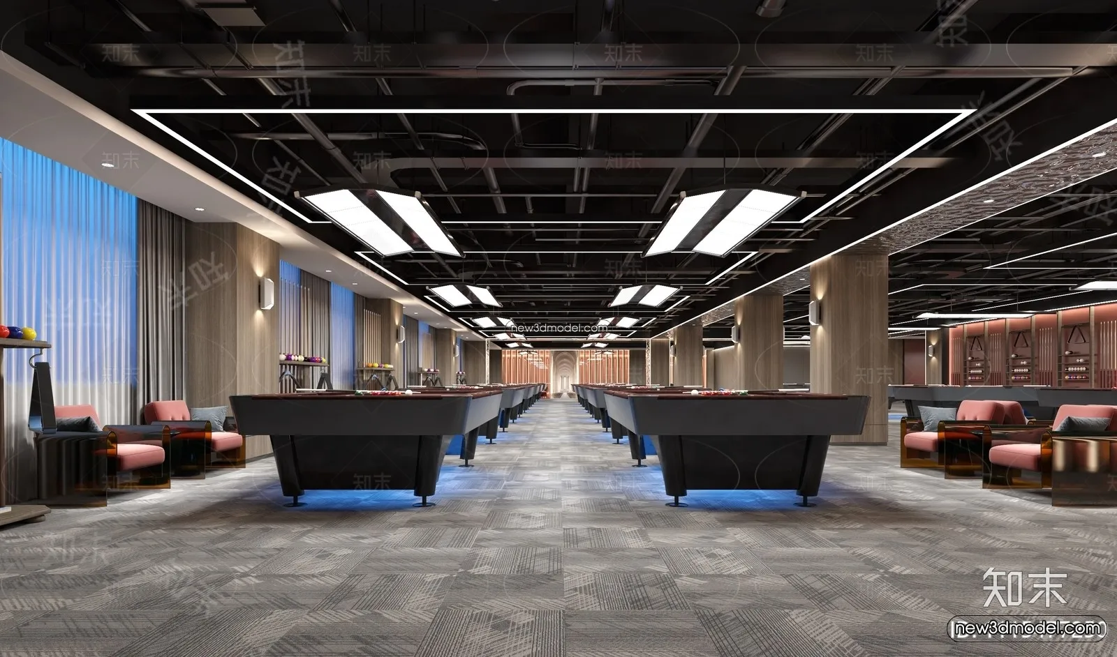 Interior 3D Models of Billiard – 3D Blocks – 045 – VRAY