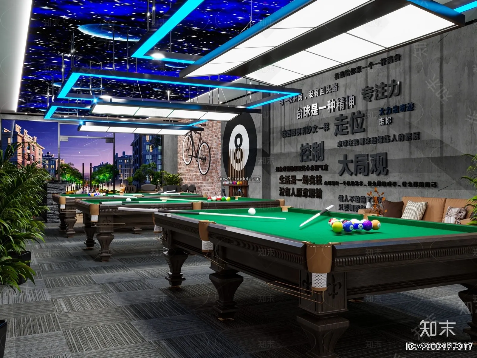 Interior 3D Models of Billiard – 3D Blocks – 047 – VRAY