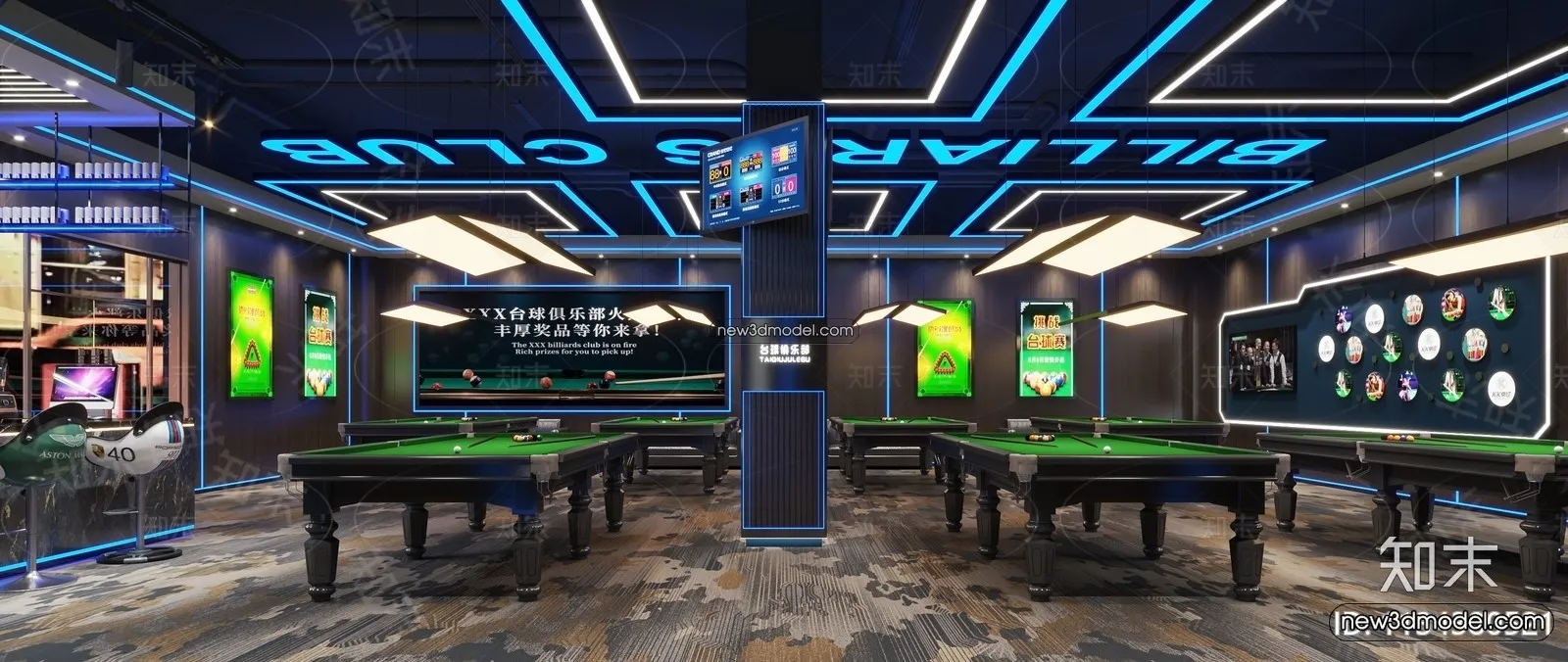 Interior 3D Models of Billiard – 3D Blocks – 048 – VRAY