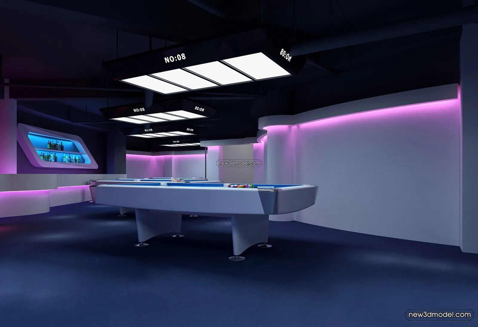 Interior 3D Models of Billiard – 3D Blocks – 049 – VRAY