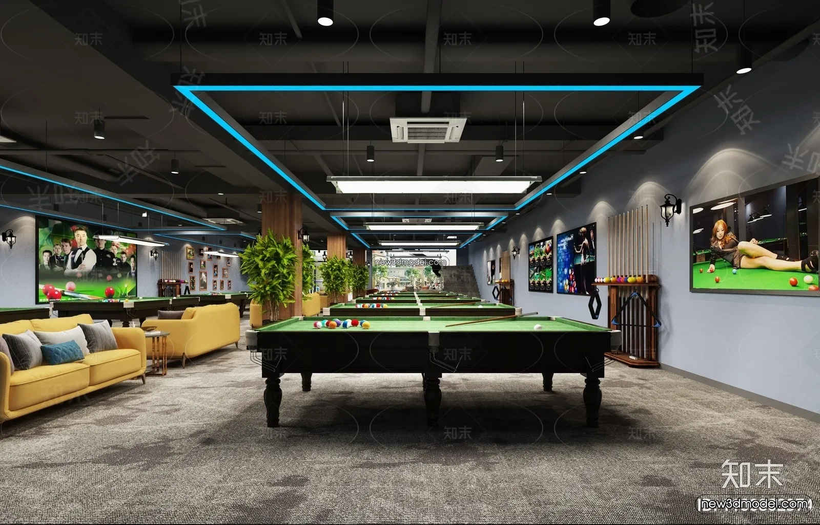 Interior 3D Models of Billiard – 3D Blocks – 050 – VRAY