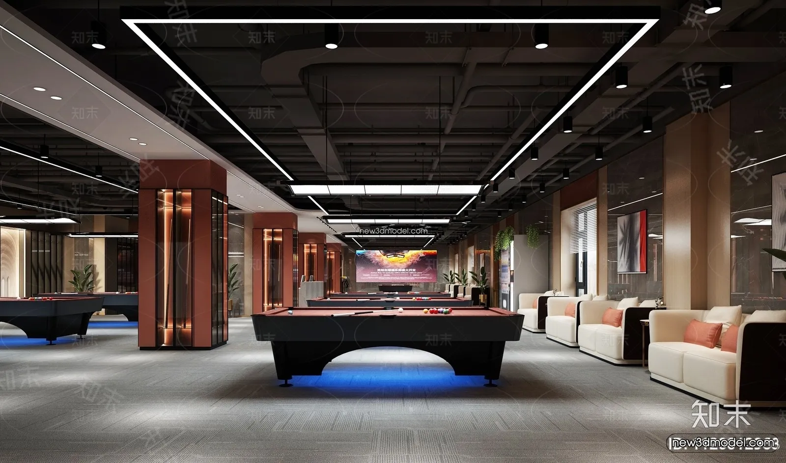 Interior 3D Models of Billiard – 3D Blocks – 053 – VRAY