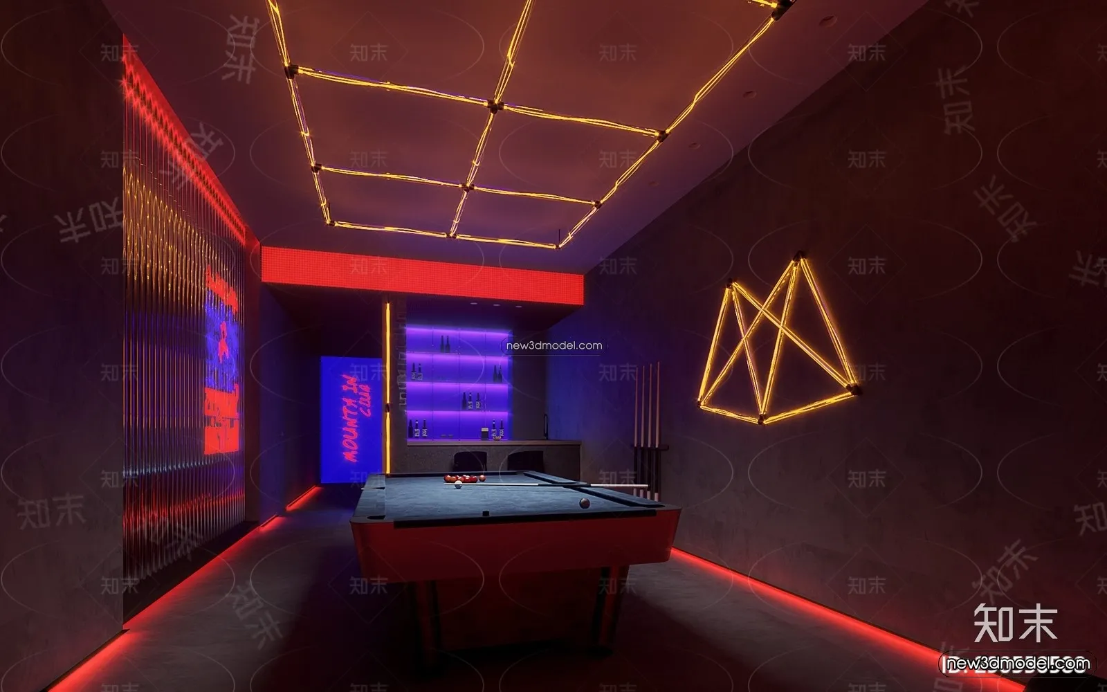 Interior 3D Models of Billiard – 3D Blocks – 055 – CORONA