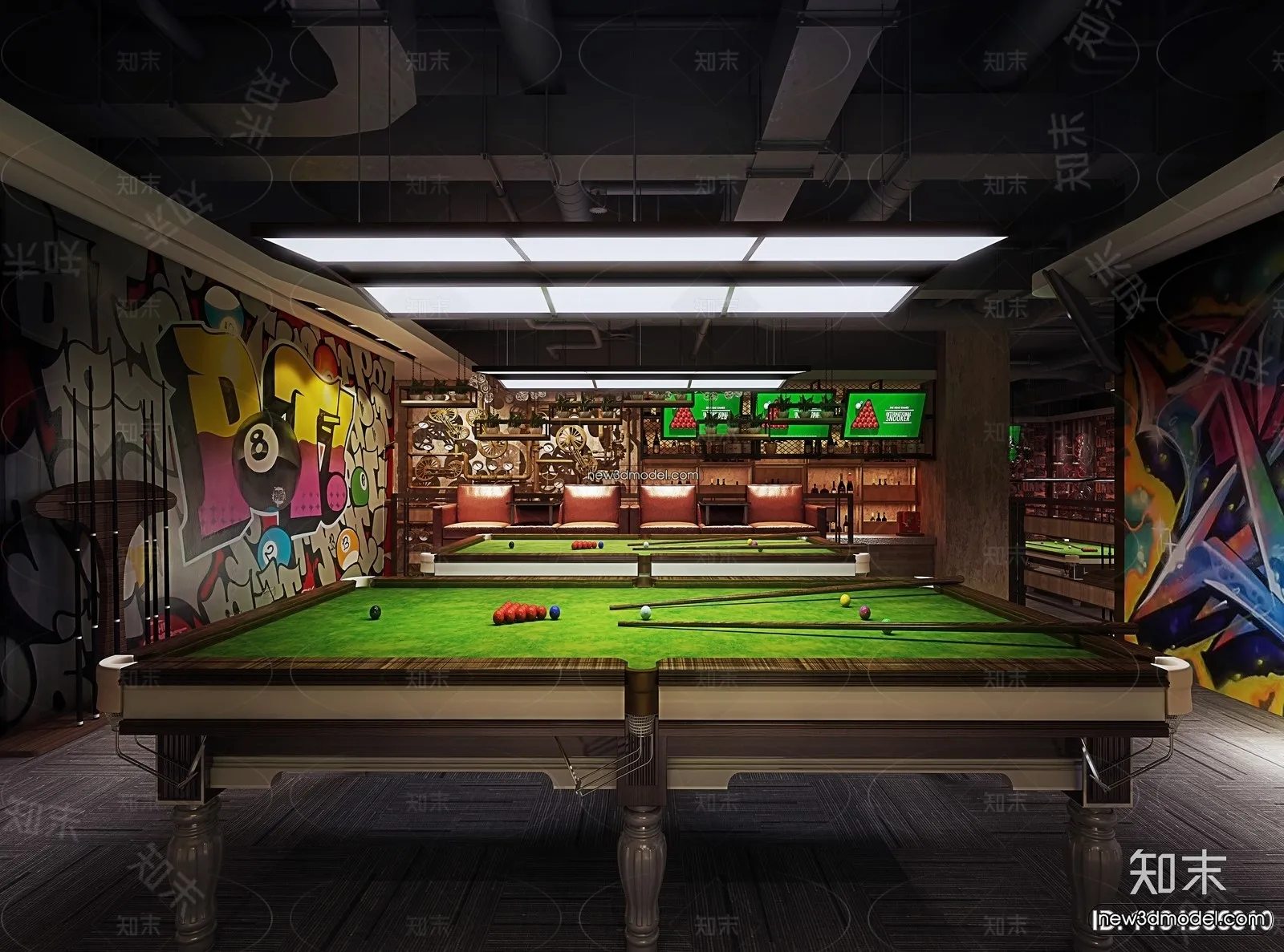 Interior 3D Models of Billiard – 3D Blocks – 056 – VRAY
