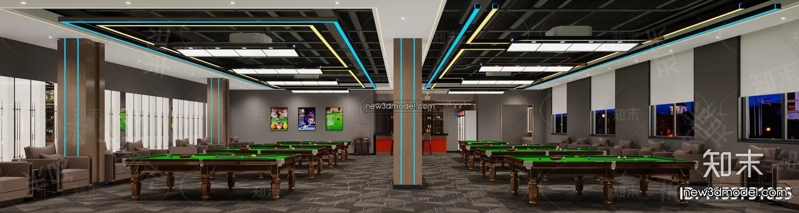 Interior 3D Models of Billiard – 3D Blocks – 057 – CORONA