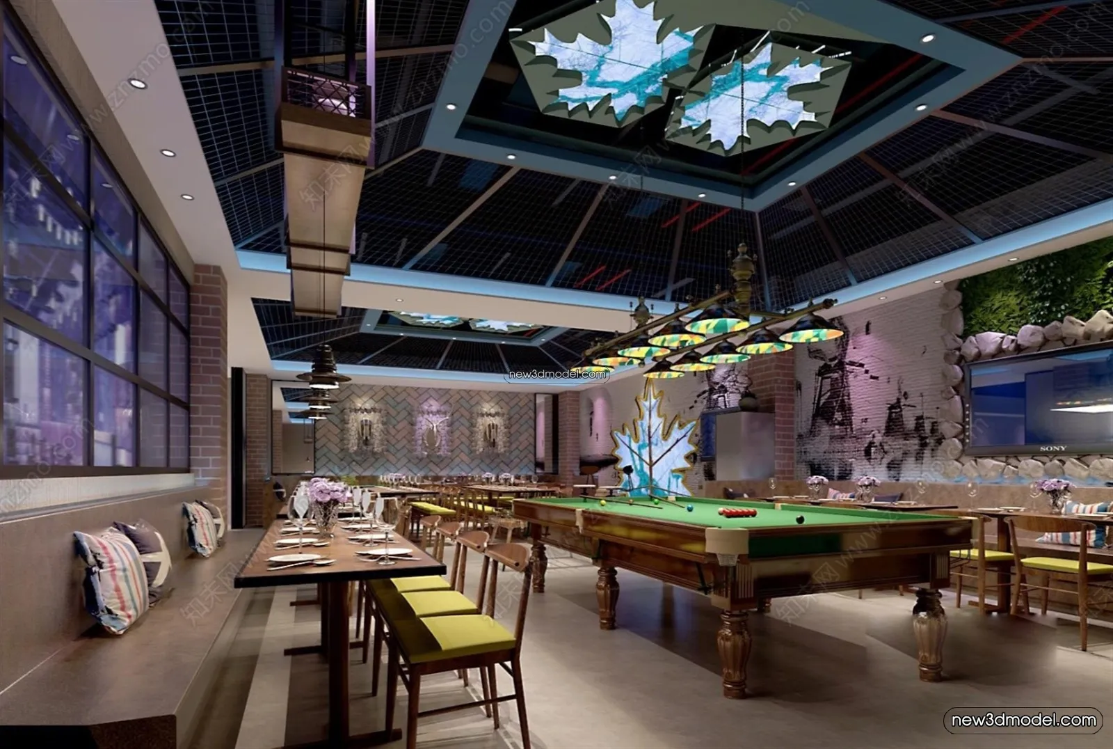 Interior 3D Models of Billiard – 3D Blocks – 064 – VRAY