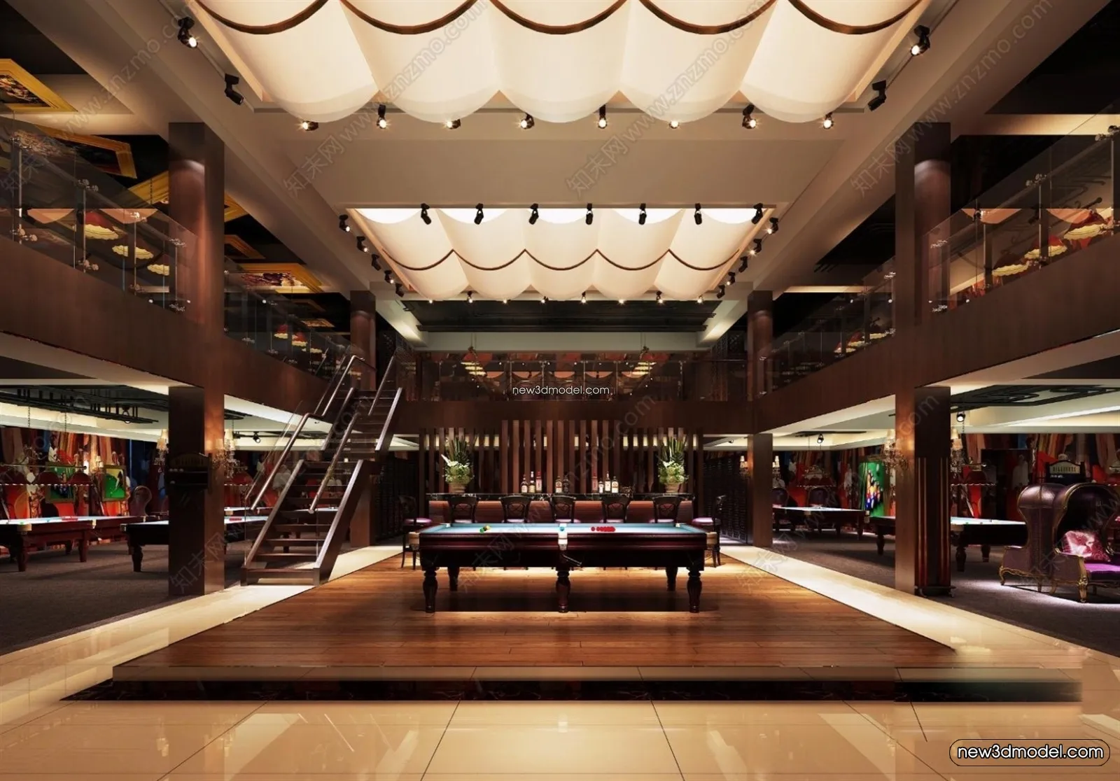 Interior 3D Models of Billiard – 3D Blocks – 065 – VRAY