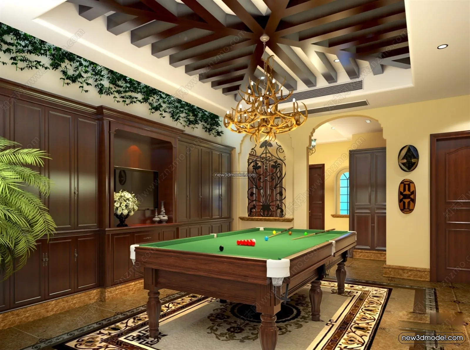 Interior 3D Models of Billiard – 3D Blocks – 067 – VRAY