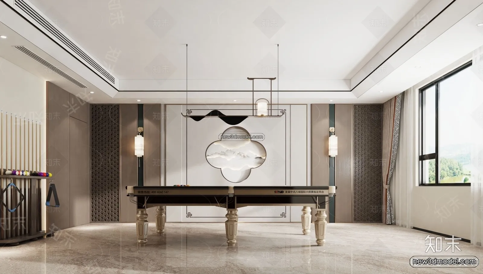 Interior 3D Models of Billiard – 3D Blocks – 068 – VRAY