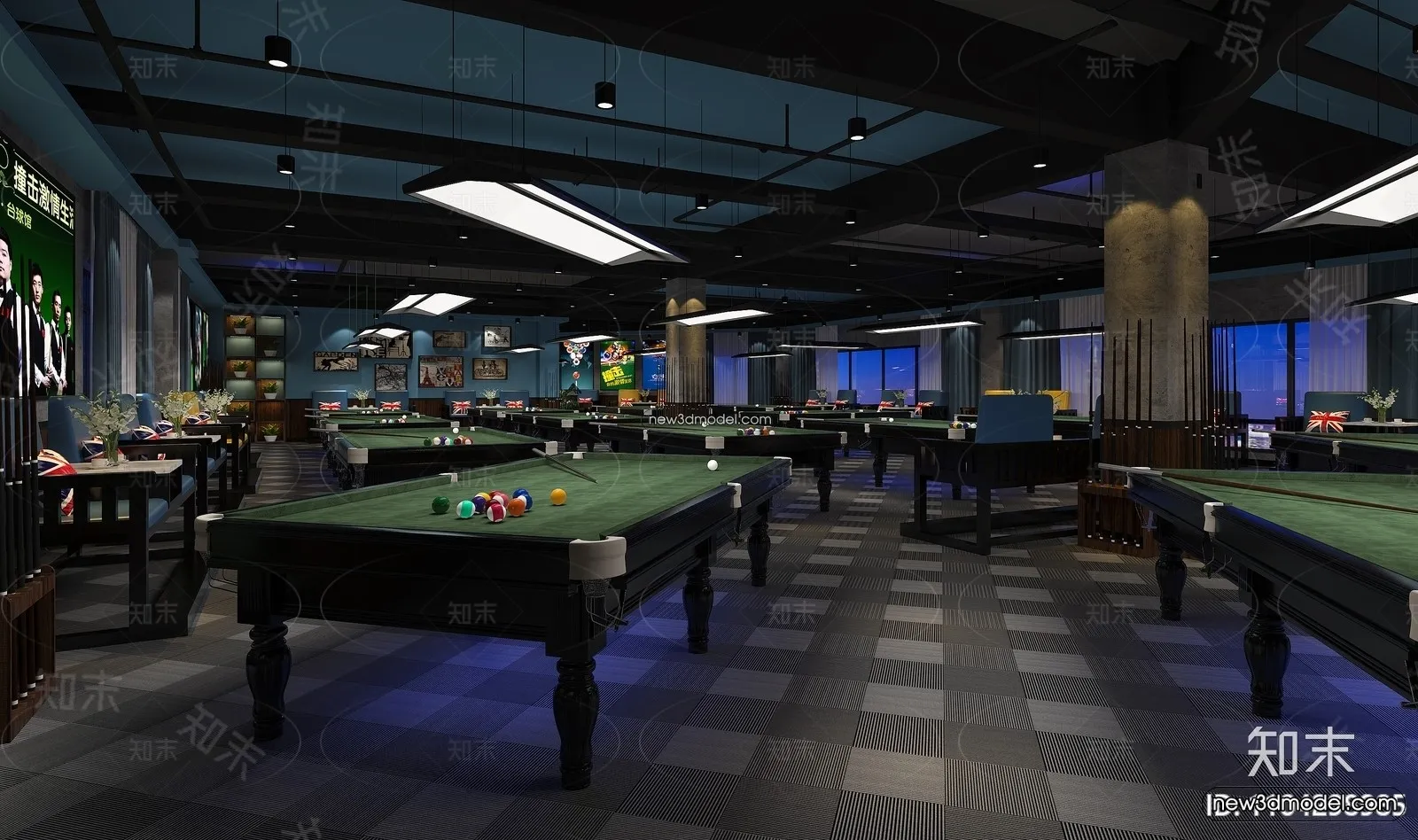 Interior 3D Models of Billiard – 3D Blocks – 071 – VRAY