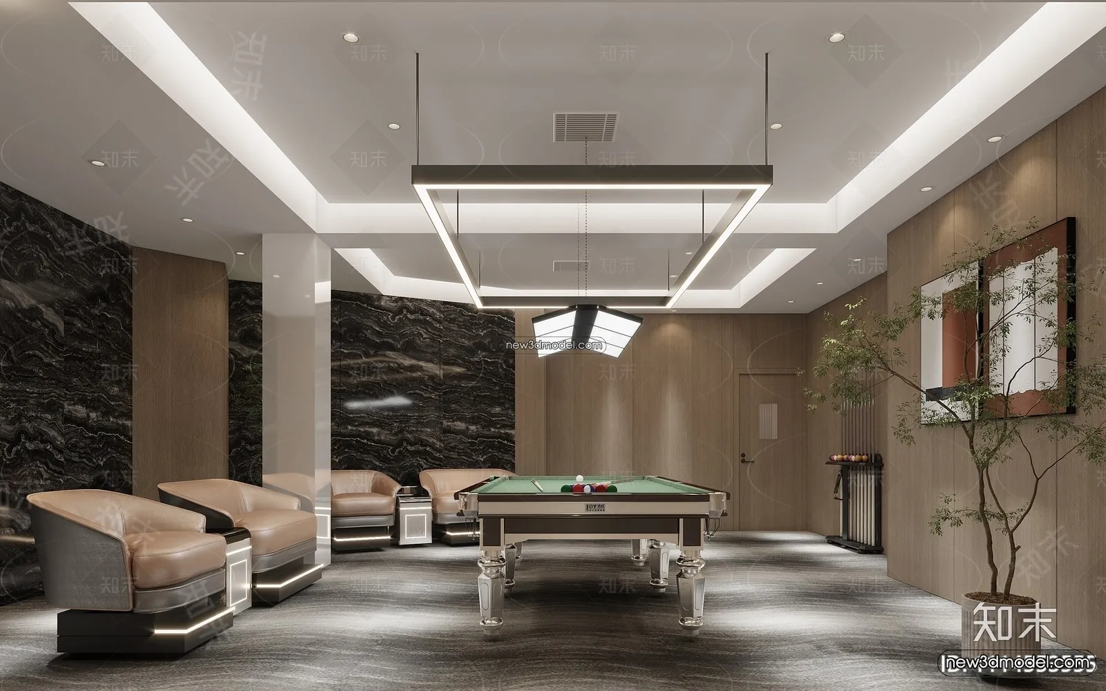 Interior 3D Models of Billiard – 3D Blocks – 072 – CORONA