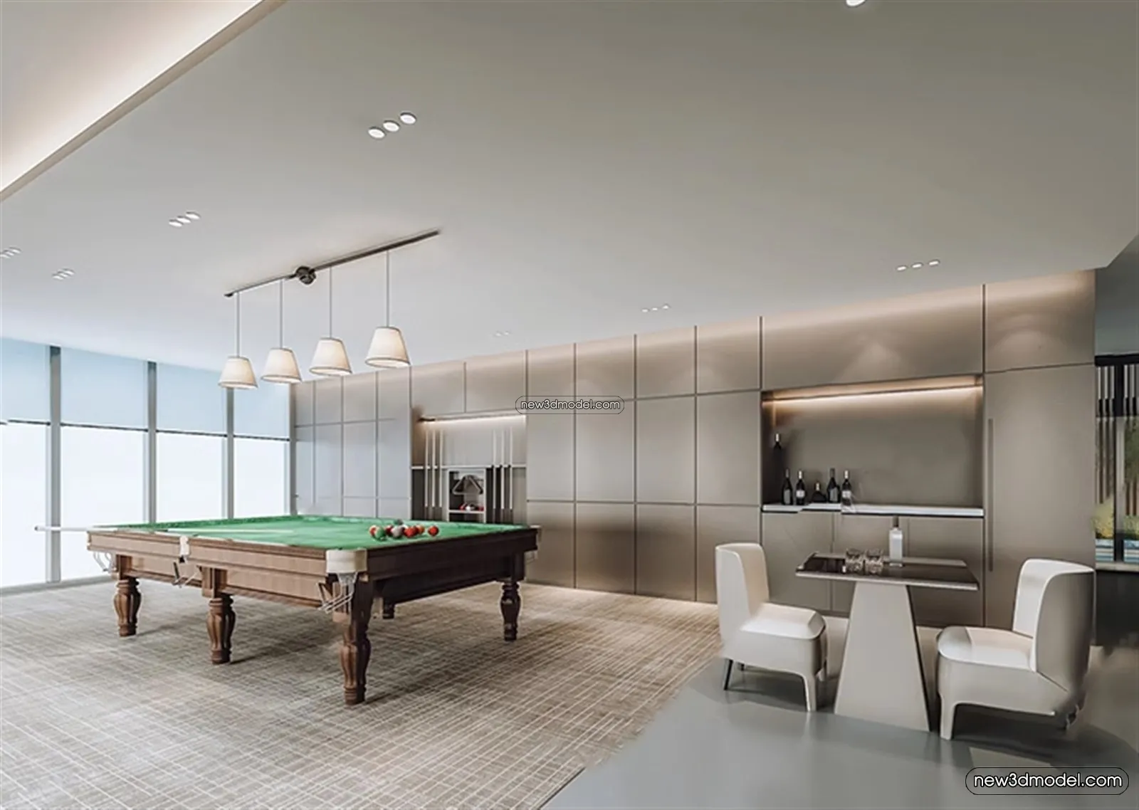 Interior 3D Models of Billiard – 3D Blocks – 073 – VRAY