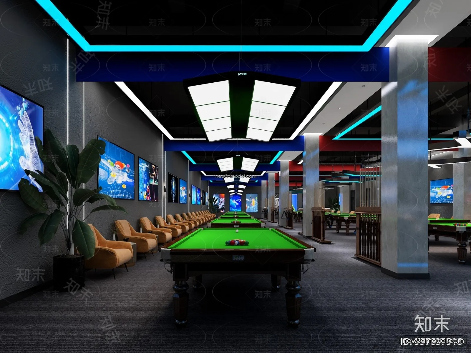 Interior 3D Models of Billiard – 3D Blocks – 074 – VRAY