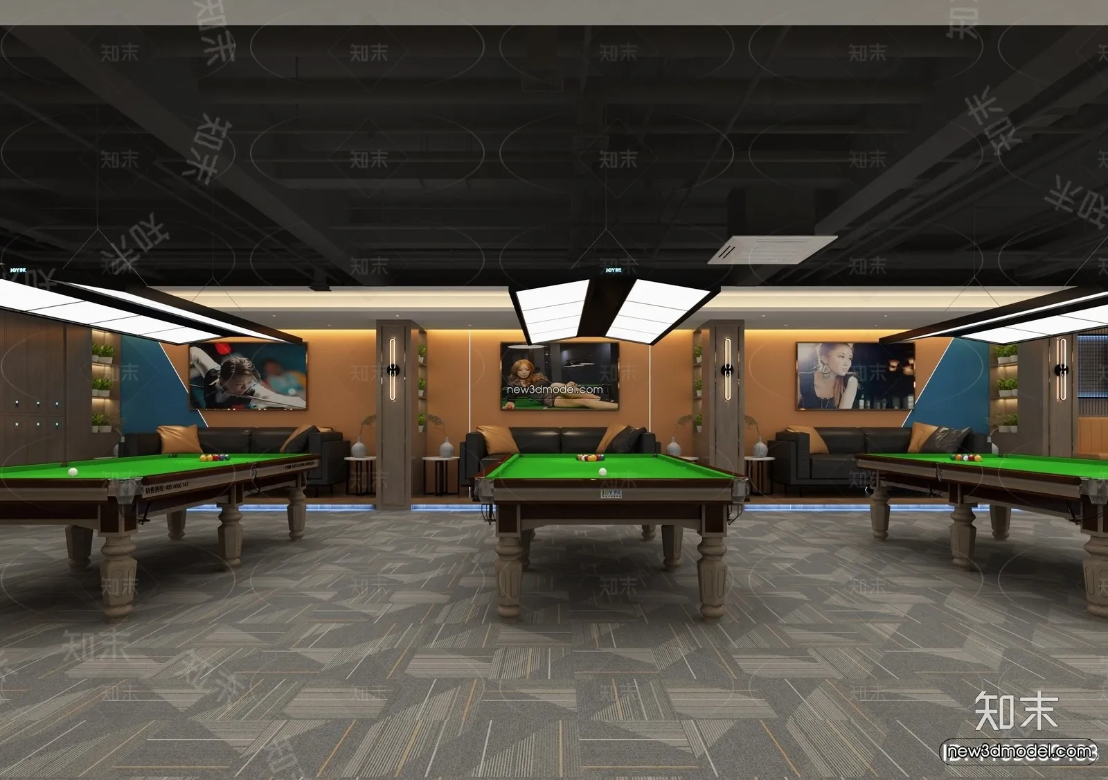 Interior 3D Models of Billiard – 3D Blocks – 075 – VRAY