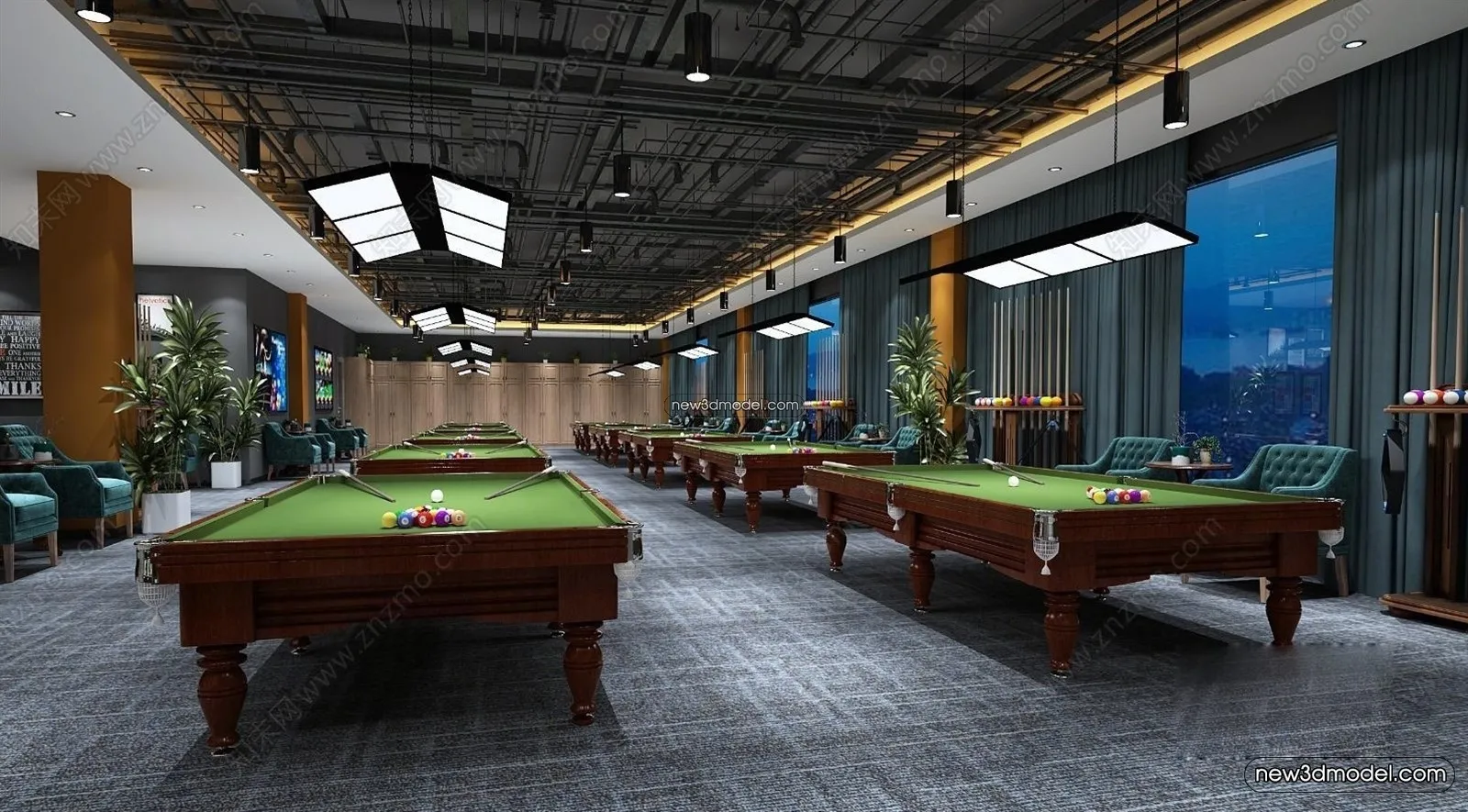 Interior 3D Models of Billiard – 3D Blocks – 078 – VRAY