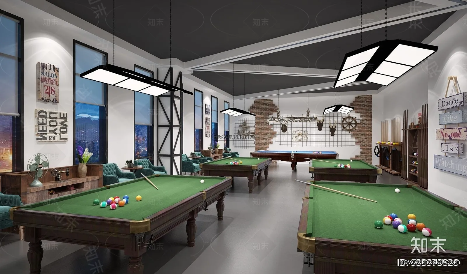 Interior 3D Models of Billiard – 3D Blocks – 080 – VRAY