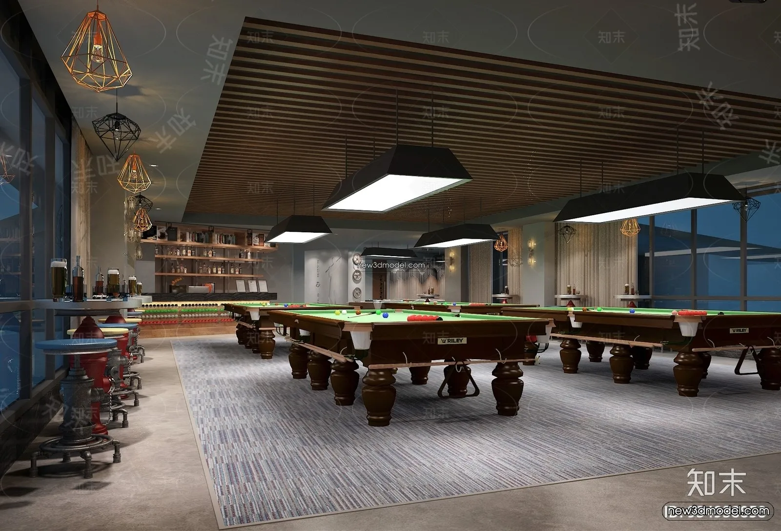 Interior 3D Models of Billiard – 3D Blocks – 081 – VRAY
